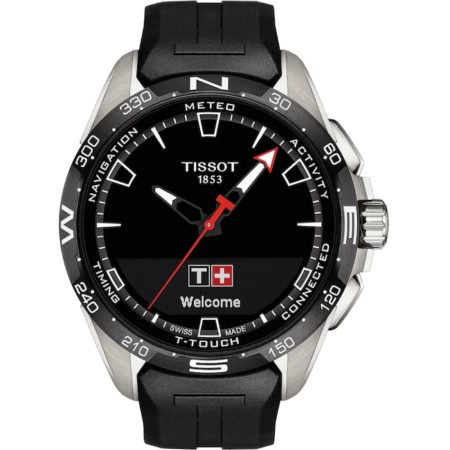 Tissot T-Touch Connect Solar Smartwatch Titan mit schwarzem Kautschukarmband