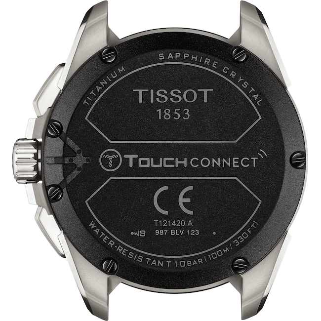 Tissot T-Touch Connect Solar Smartwatch Titan mit rotem Kautschukarmband - Image 4