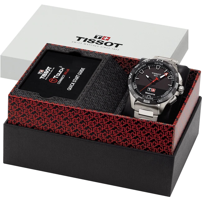 Tissot T-Touch Connect Solar Smartwatch Titan mit rotem Kautschukarmband - Image 10