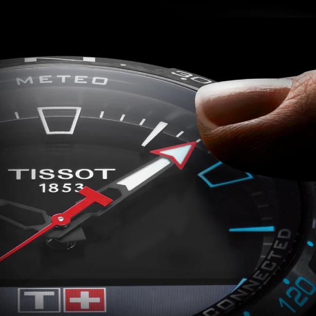 Tissot T-Touch Connect Solar Smartwatch Titan mit rotem Kautschukarmband - Image 8