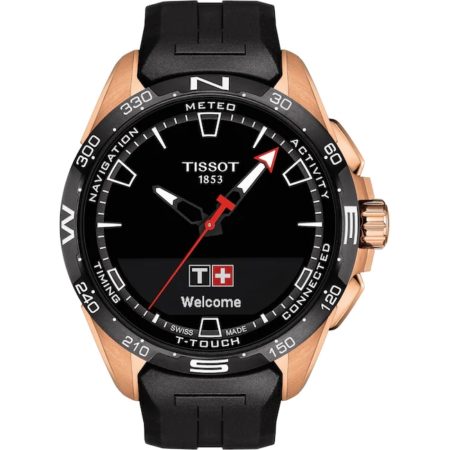 Tissot T-Touch Connect Solar Smartwatch Titan PVD Rosé mit schwarzem Kautschukarmband