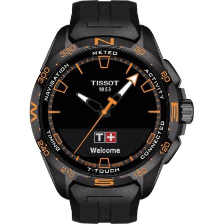 Tissot T-Touch Connect Solar Smartwatch Titan Schwarz – Orange mit schwarzem Kautschukarmband